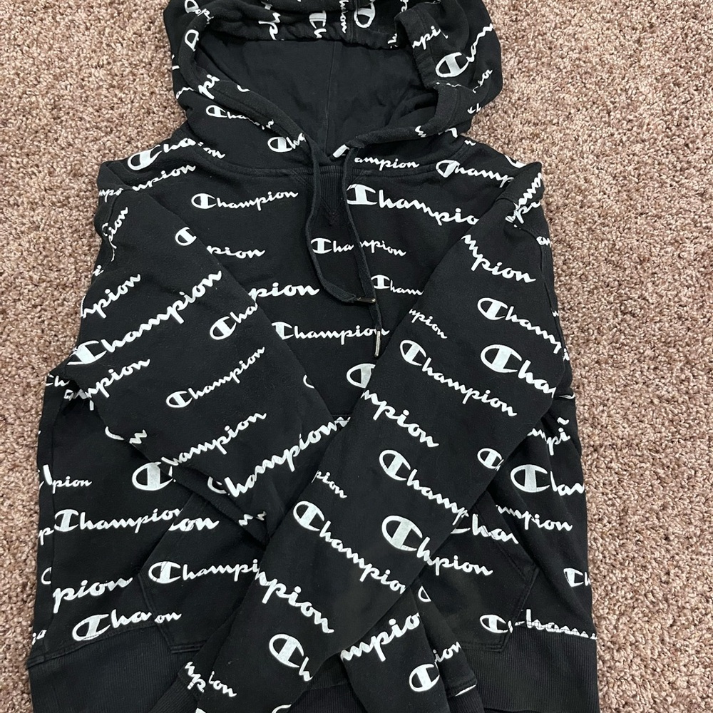 Champion Black Logo Hoodie